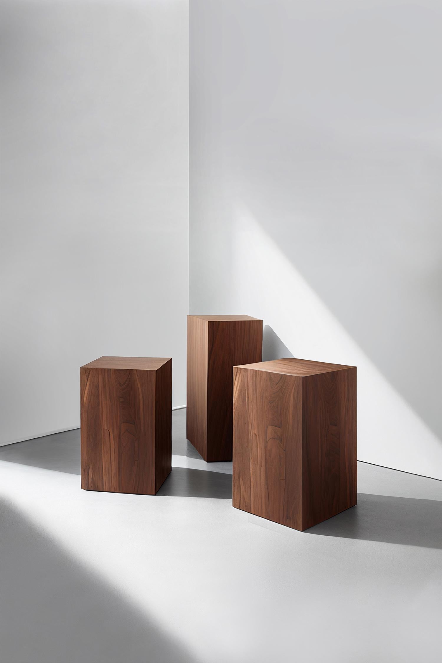 Contemporary Geometric Plinth, Wood Veneer Pedestal, Basa B by Nono For Sale