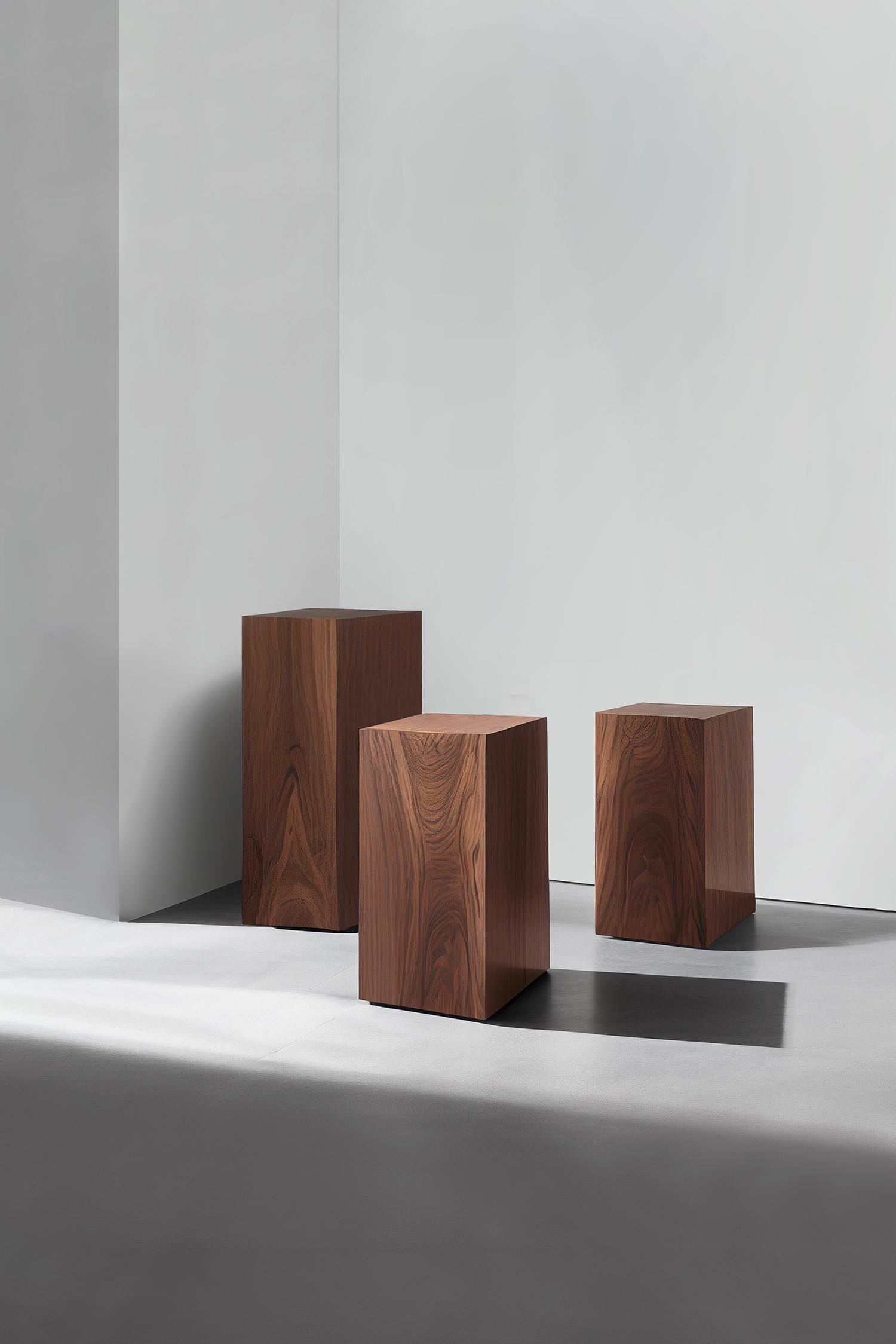 Minimalist Geometric Plinth, Wood Veneer Pedestal, Basa C by NONO For Sale