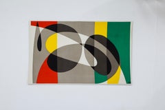 Geometric polychrome "Flick-Flack" velvet tapestry by Pierre Olofsson, 1950s