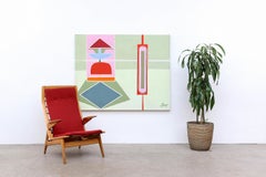 Opera in stile Pop Art geometrico, acrilico su tela firmata da Annette Robyns