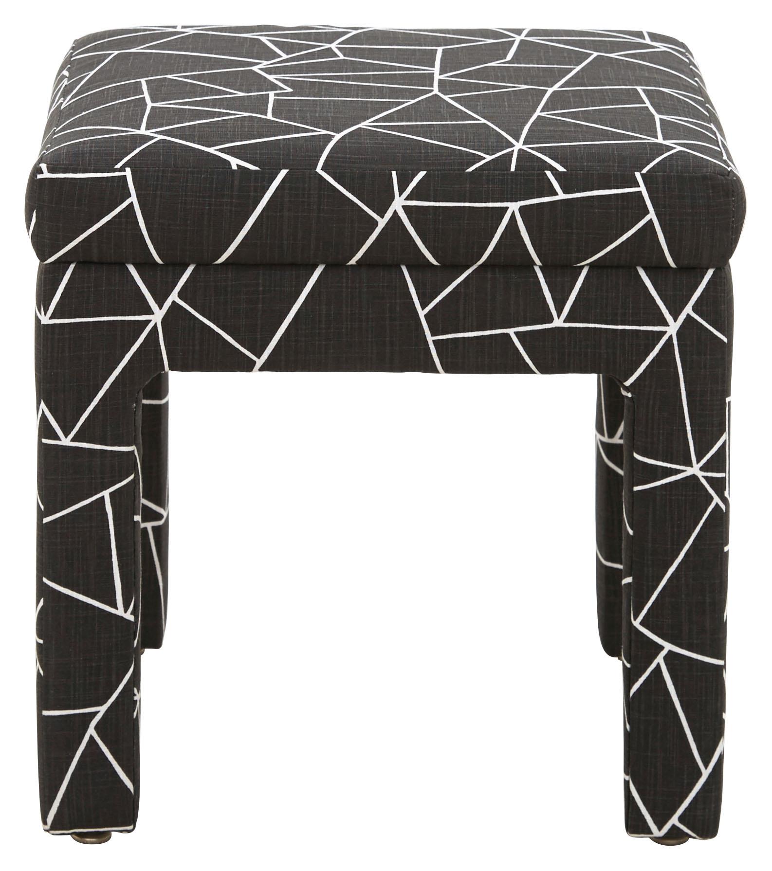 Mid-Century Modern Geometric Print Parsons Style Ottoman