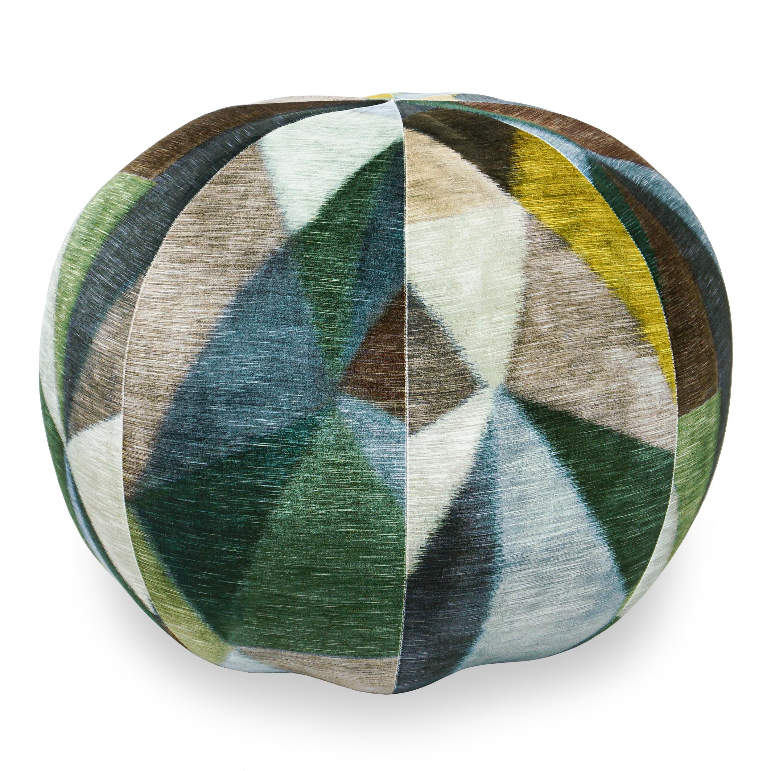 Modern Geometric Printed Velvet Pouf For Sale