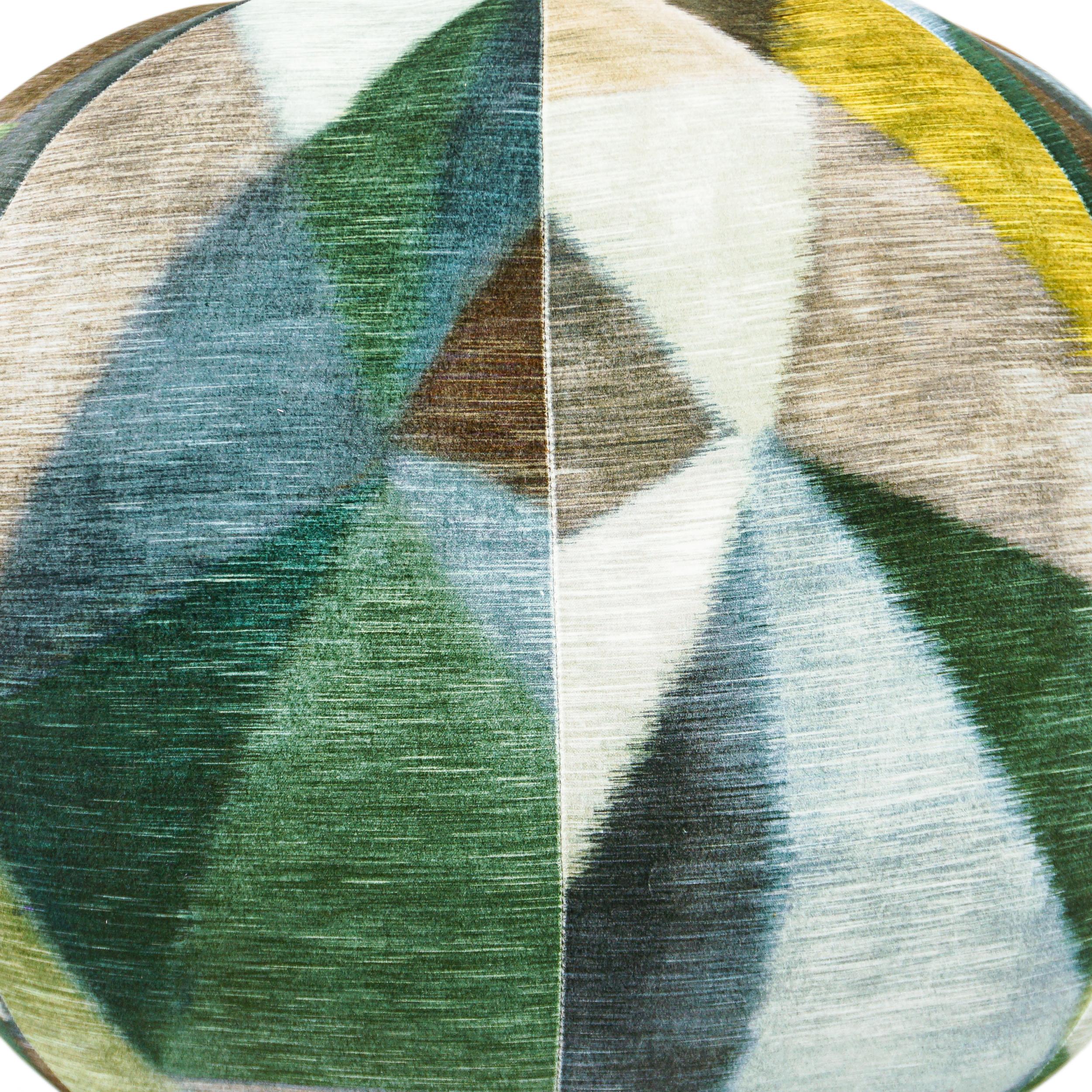 Geometric Printed Velvet Pouf For Sale 2