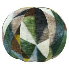 Pouf en velours imprimé géométrique