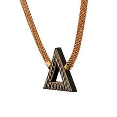 Geometric Pyramid Shaped Rose Gold Inlaid Pendant by Zoltan David