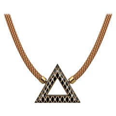 Geometric Pyramid Shaped Rose Gold Inlaid Pendant by Zoltan David