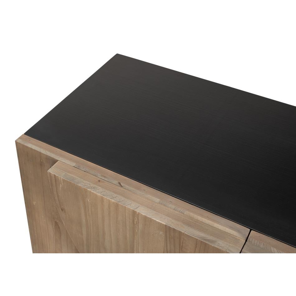 Asian Geometric Reclaimed Pine Sideboard For Sale