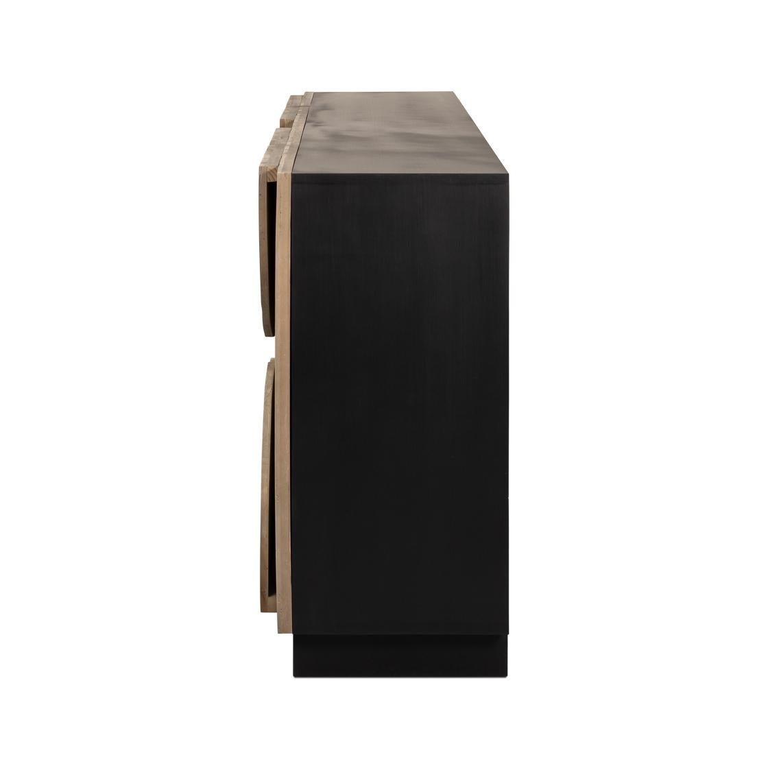 Wood Geometric Reclaimed Pine Sideboard For Sale