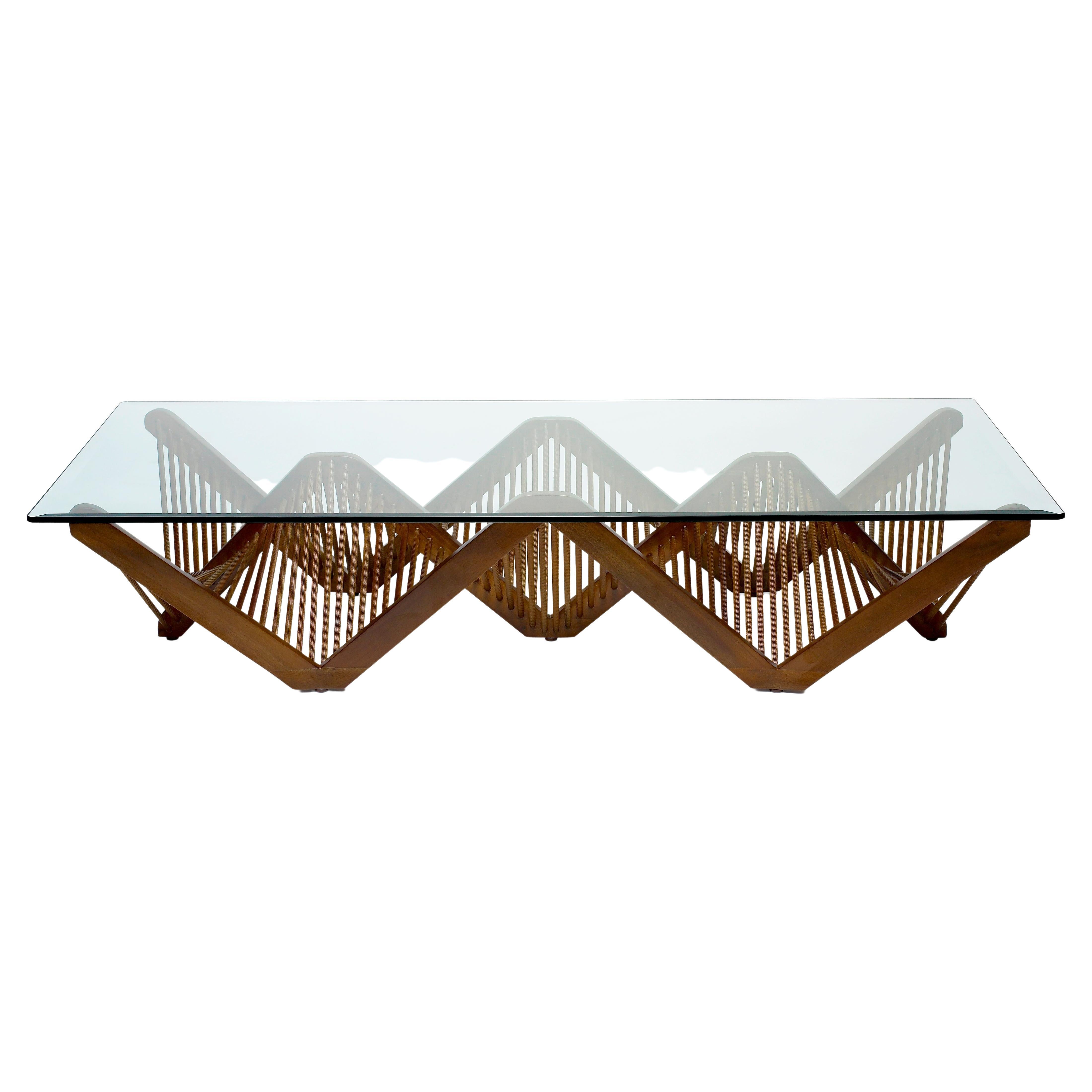 Geometric Rectangular Cocktail Table in Dark Brown For Sale