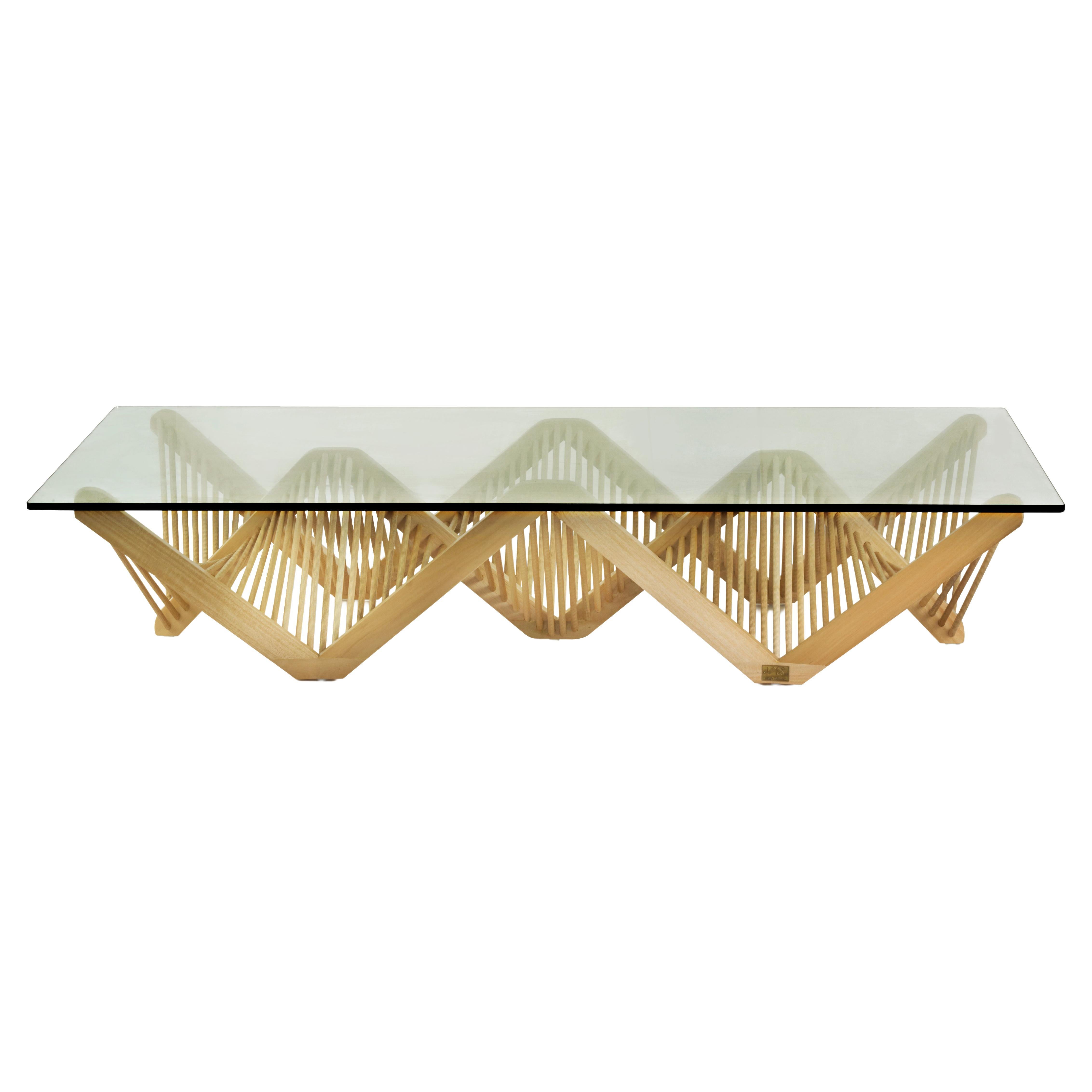 Geometric Rectangular Cocktail Table in Natural For Sale