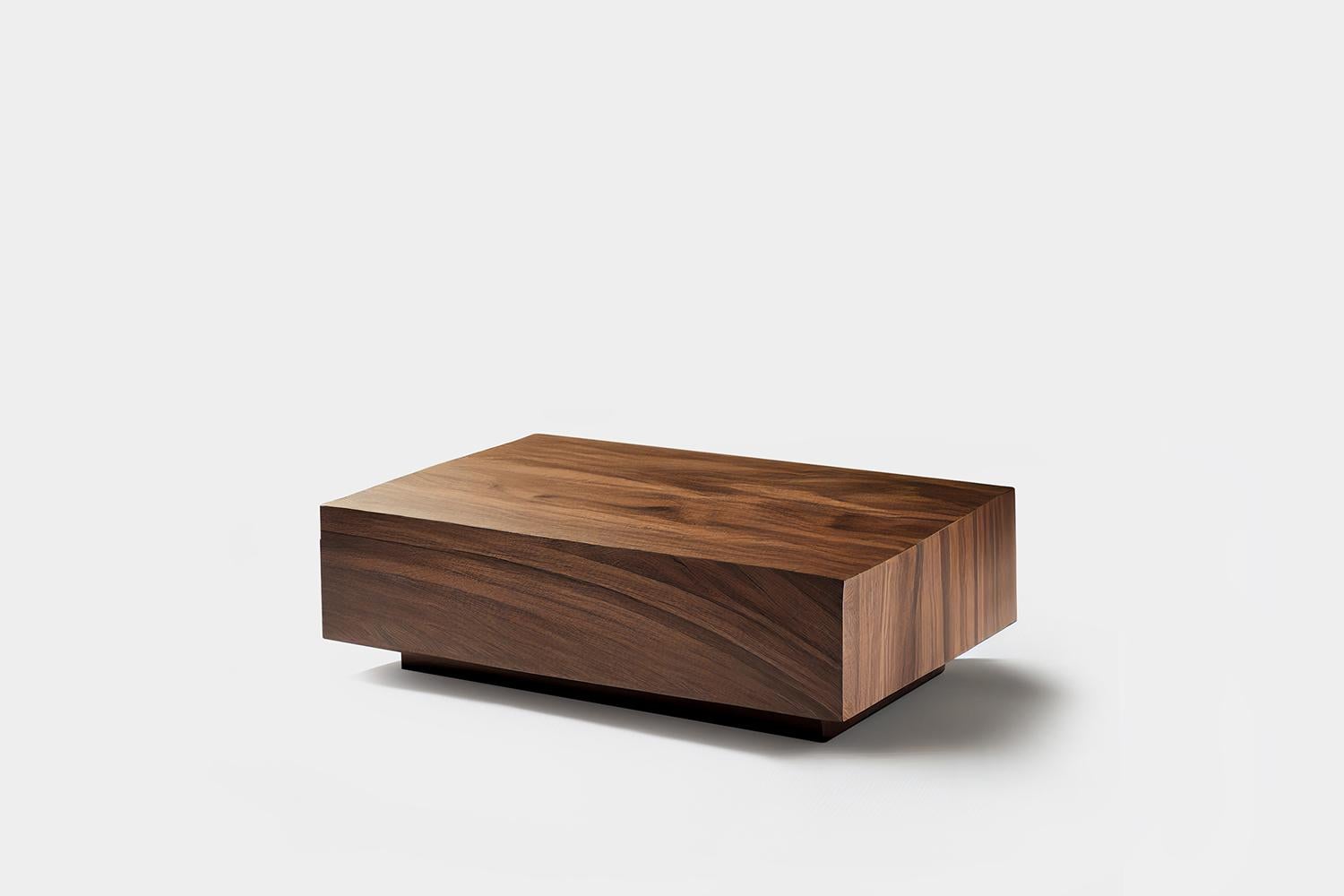 Wood Geometric Rectangular Coffee Table, Walnut Veneer, Basa by NONO For Sale