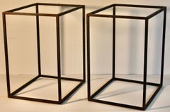 Milo Baughman style Geometric Rectangular Wrought Iron End Tables