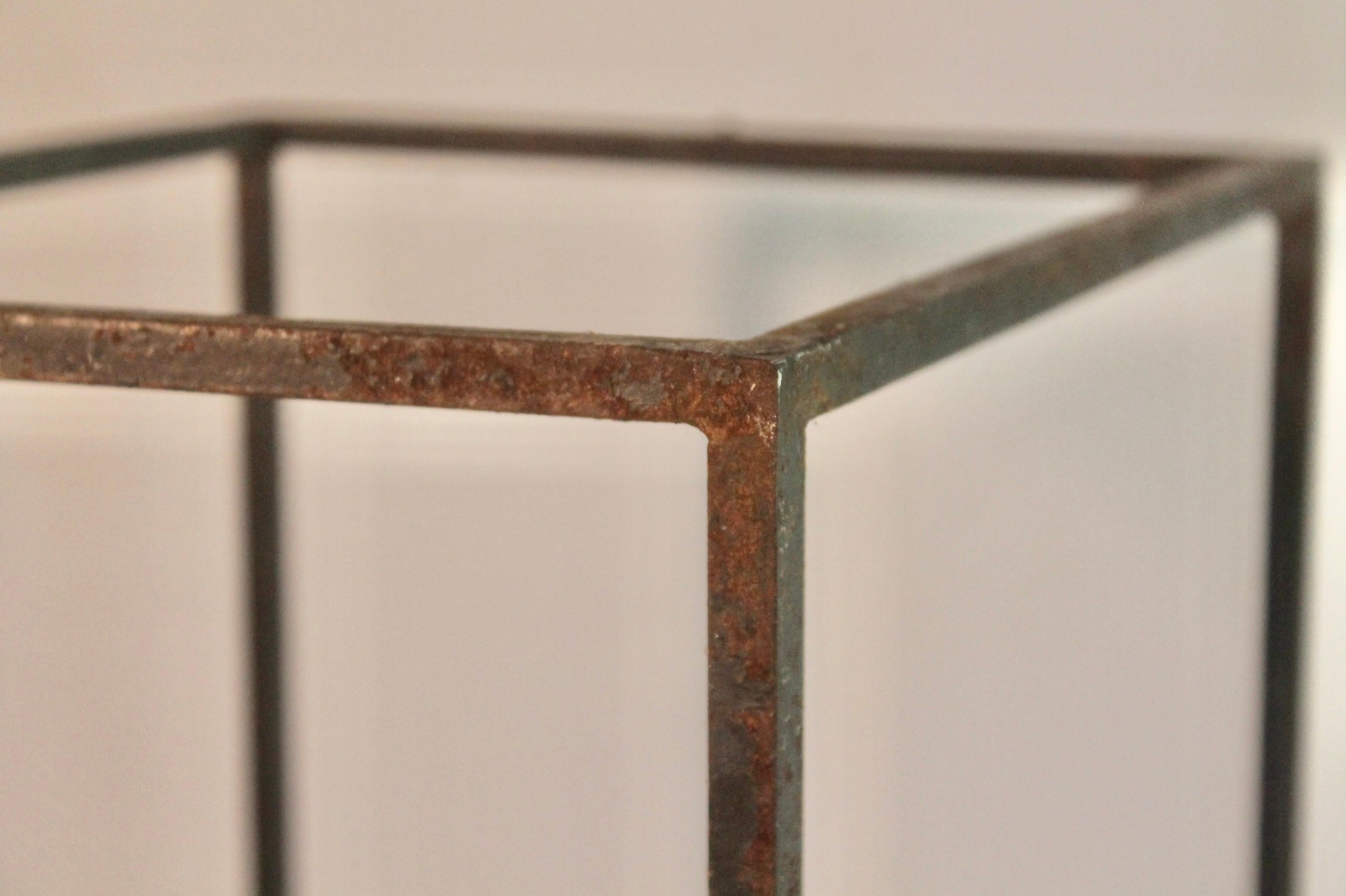 Welded Milo Baughman style Geometric Rectangular Wrought Iron End Tables   For Sale