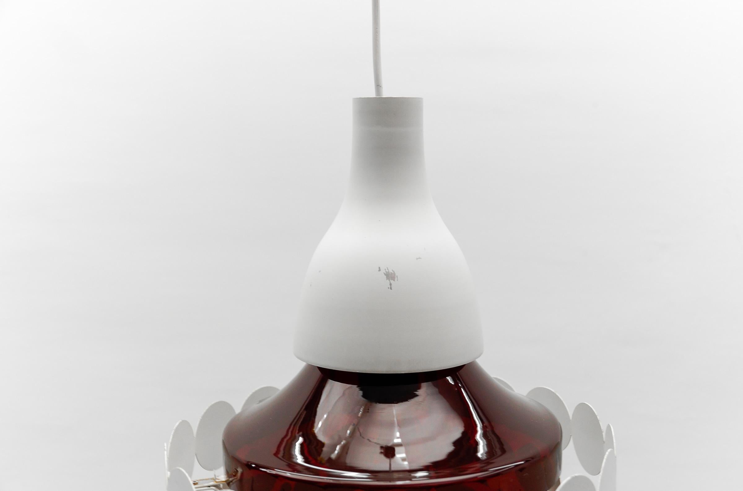 Lampada geometrica in vetro rosso di Doria Leuchten, Germania, anni '60 in vendita 7