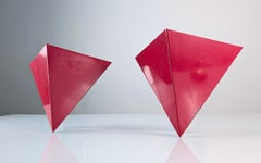 Geometric Red Metal Wall Sconces, 1970s