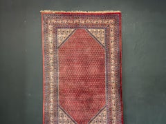 Geometric Red Rug, Mid-20th Century Fabric, Hexagonal Design, Russia