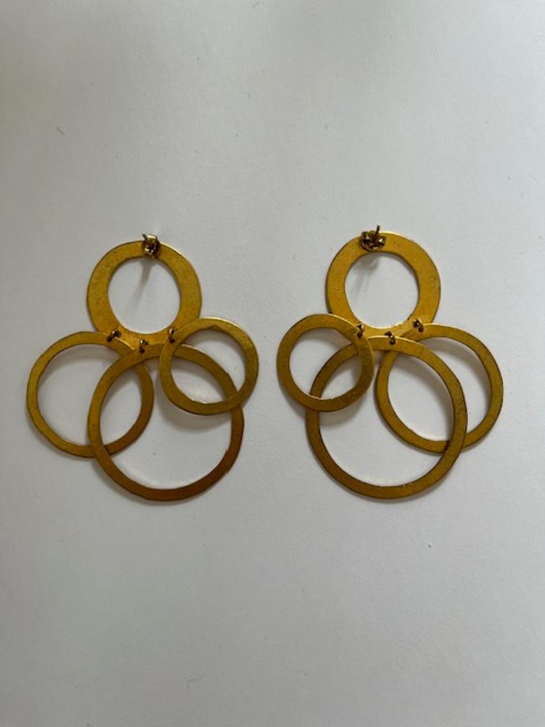Geometric Round Gold Earrings Excellent état - En vente à PARIS, FR