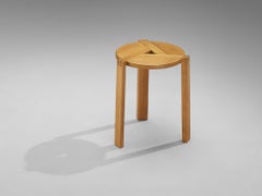 Geometric Round Stool in Solid Oak