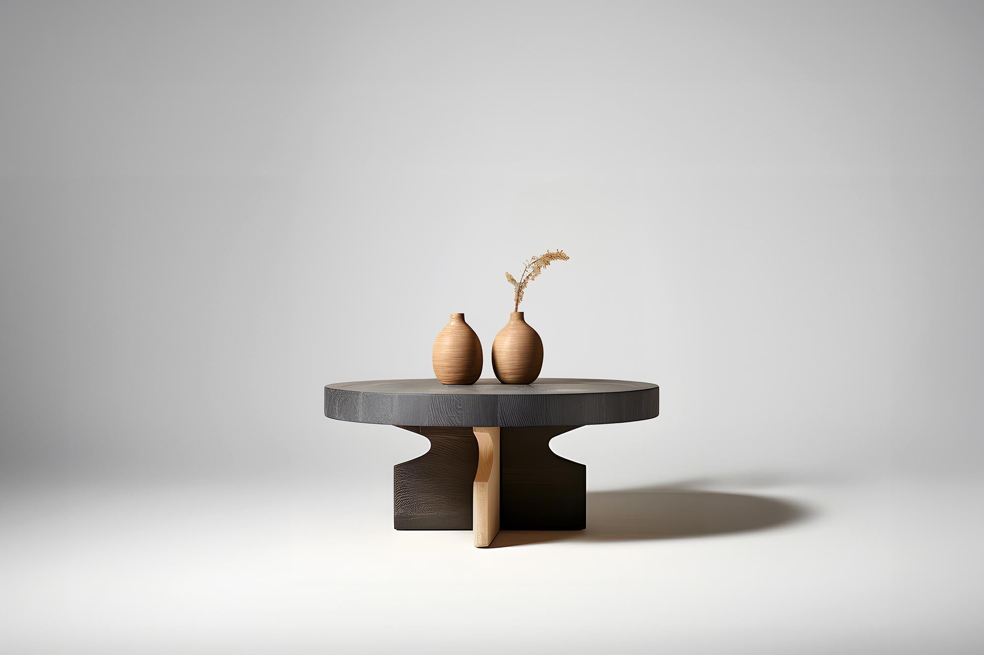 Brutalist Geometric Round Top Fundamenta 65 Chic Design, Oak Finish by NONO For Sale