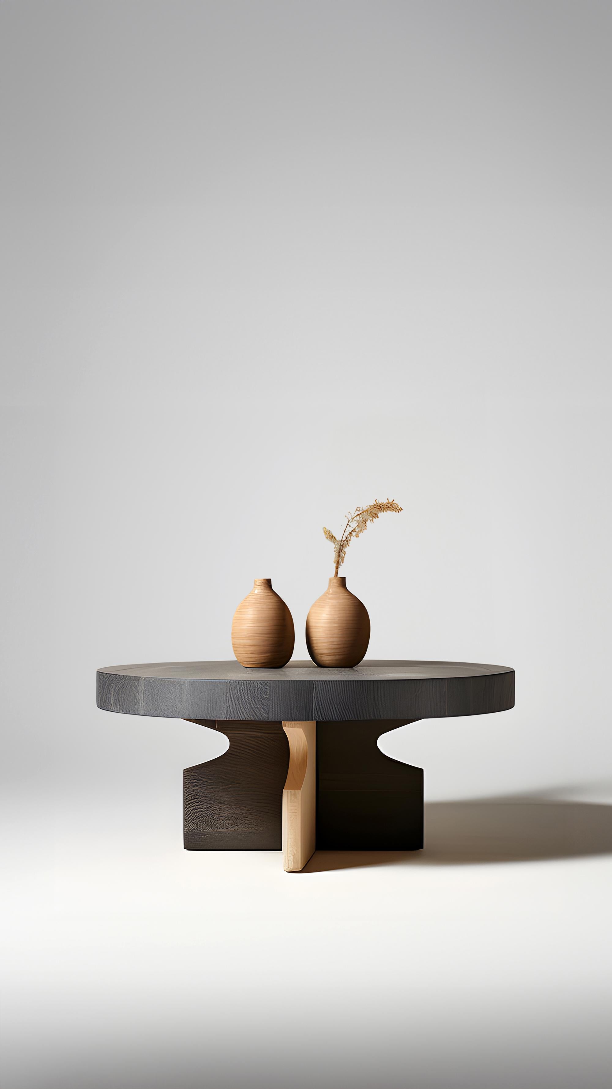 Hardwood Geometric Round Top Fundamenta 65 Chic Design, Oak Finish by NONO For Sale