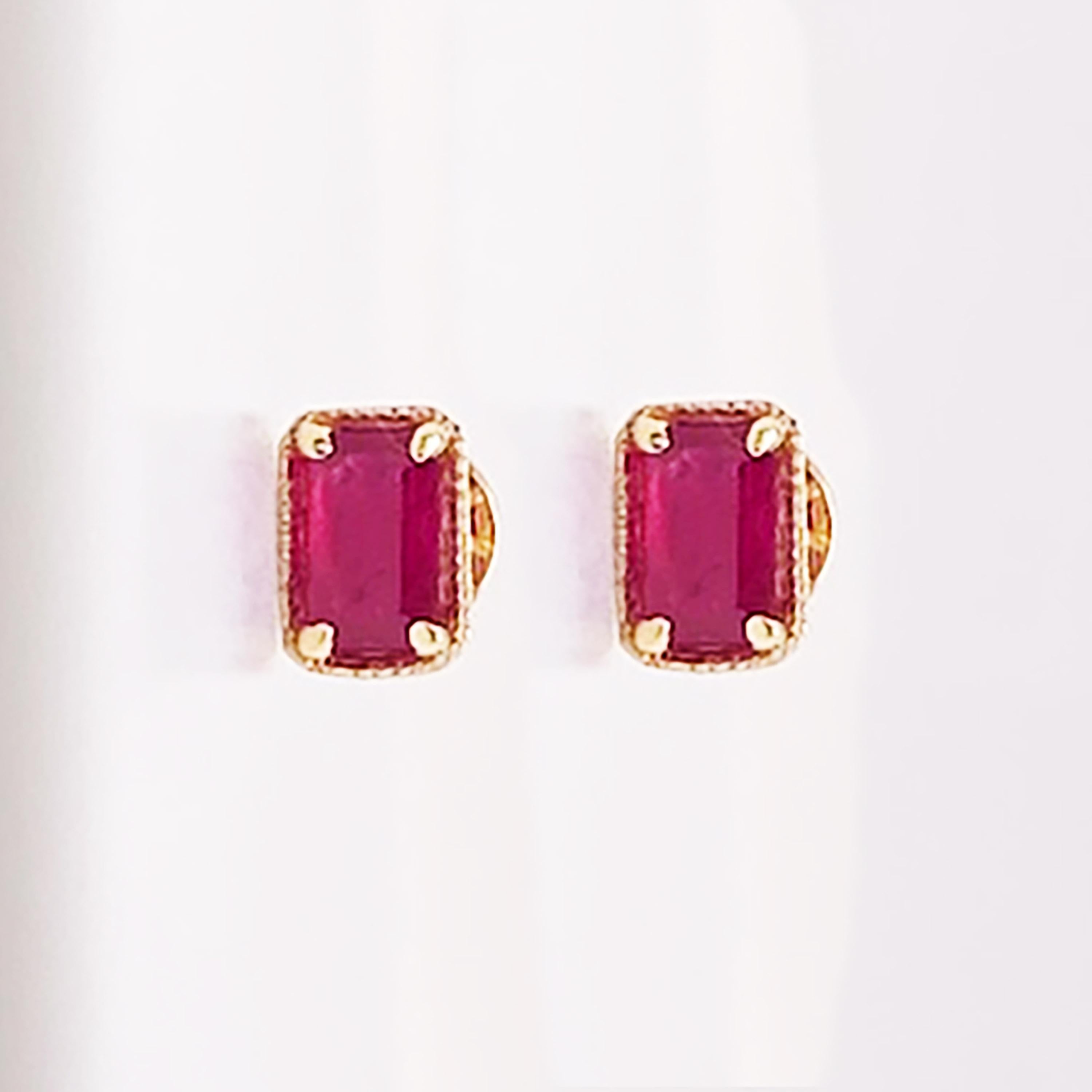 emerald cut ruby earrings
