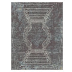 Geometric Rug Grey Sustainable Italian Wool Silk, Napoli Fumo small