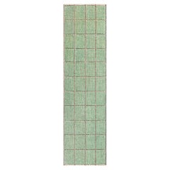 Geometrischer Läufer in Mint: Zeitgenössische Eleganz „Cultivar“ von Doris Leslie Blau