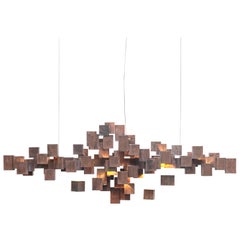 Geometric Rust-Patinated Brass Cube Chandelier by Morghen Studio