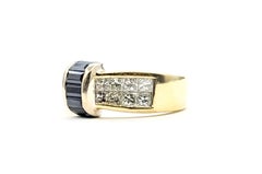 Geometric Sapphire & Diamond Ring in 18k Yellow Gold