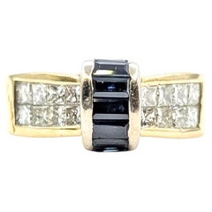 Geometric Sapphire & Diamond Ring in 18k Yellow Gold