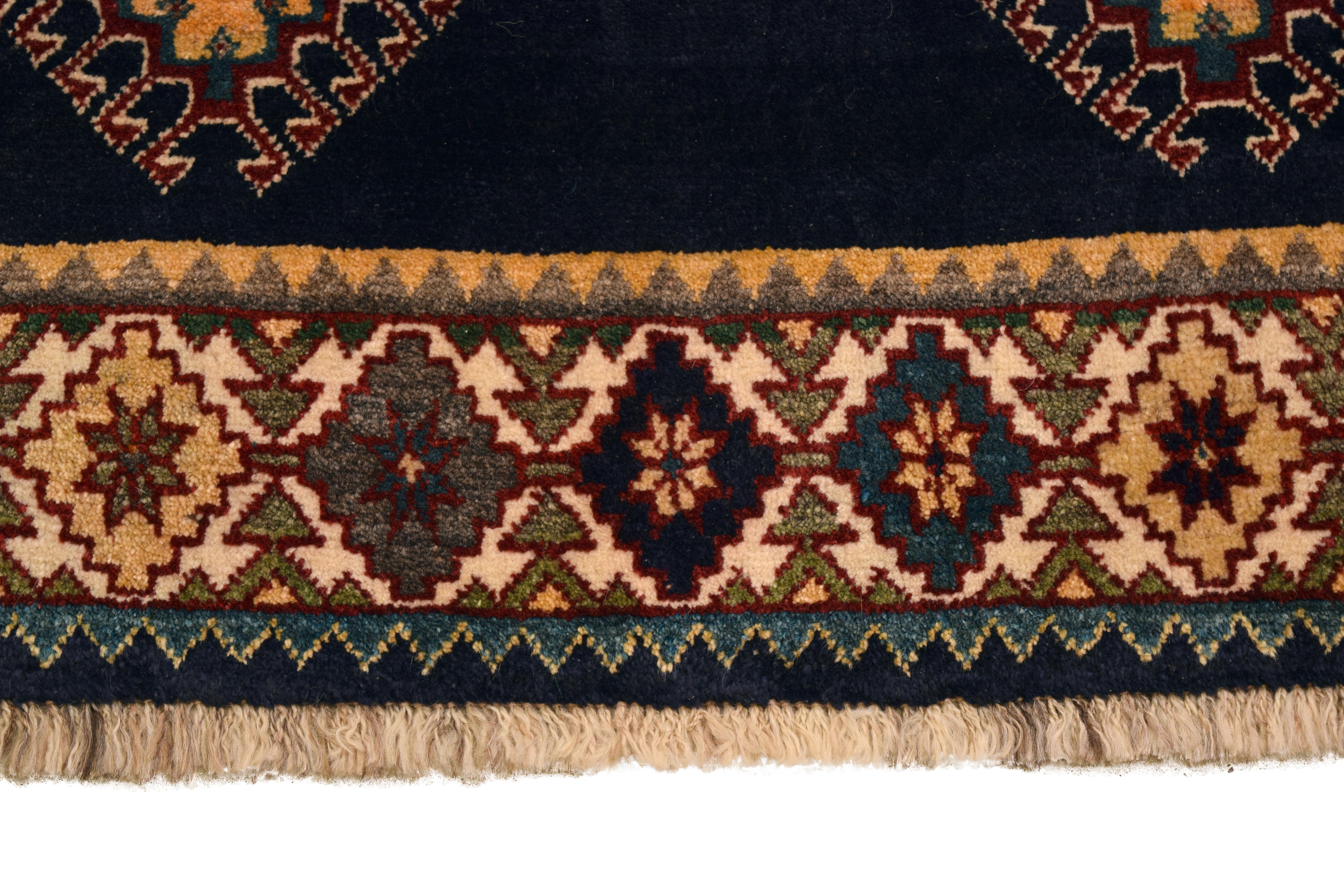 Vintage 1940s Wool Persian Qashqai Tribal Rug, Geometric, 4' x 6' For Sale 1