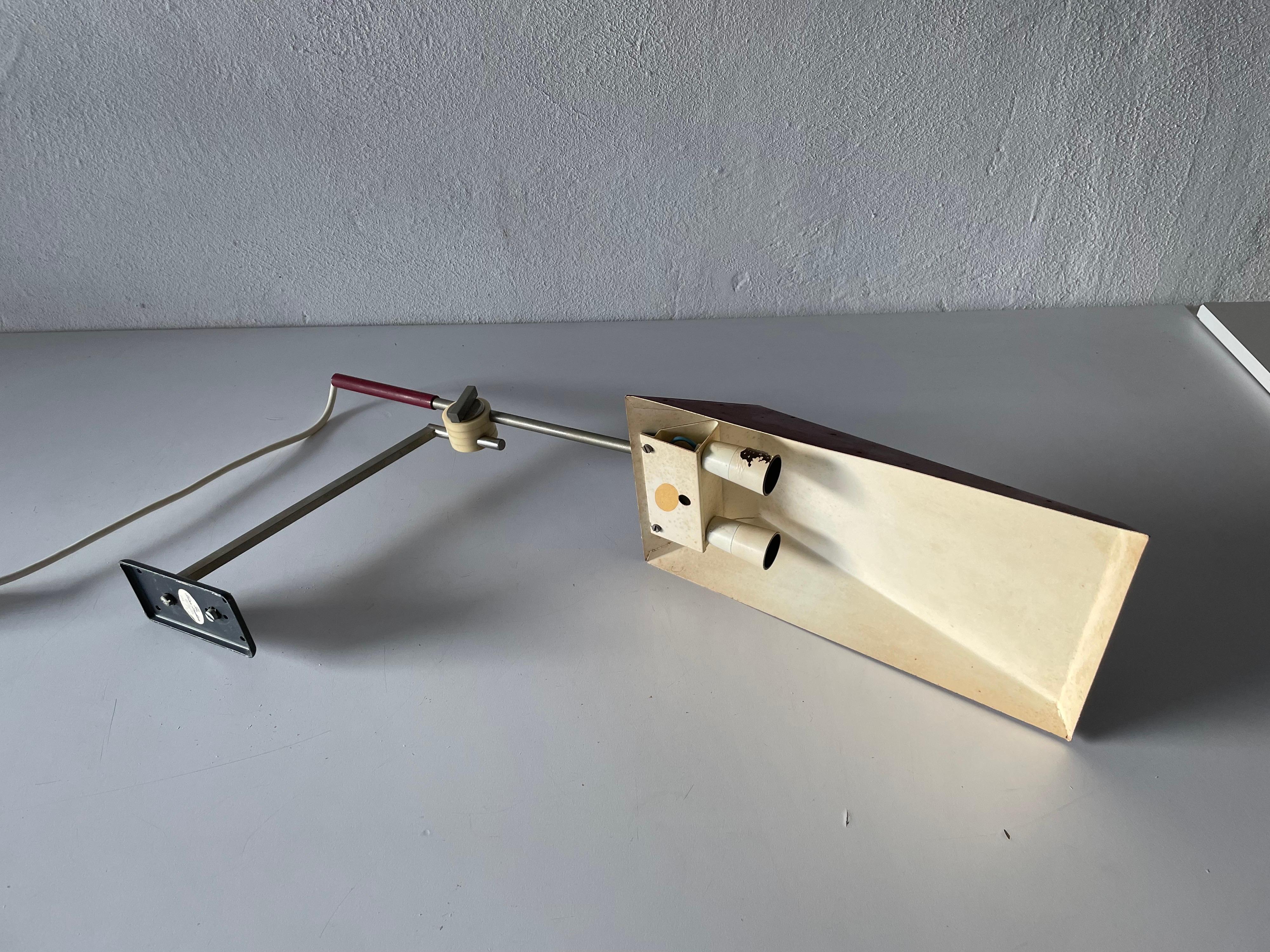 Geometric Shade Large Metal Task Wall Lamp by Kaiser Leuchten, 1970s, Germany In Good Condition For Sale In Hagenbach, DE