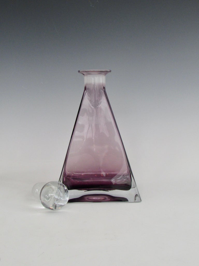Geometric Shaped Amethyst Glass Decanter with Ball Stopper at 1stDibs