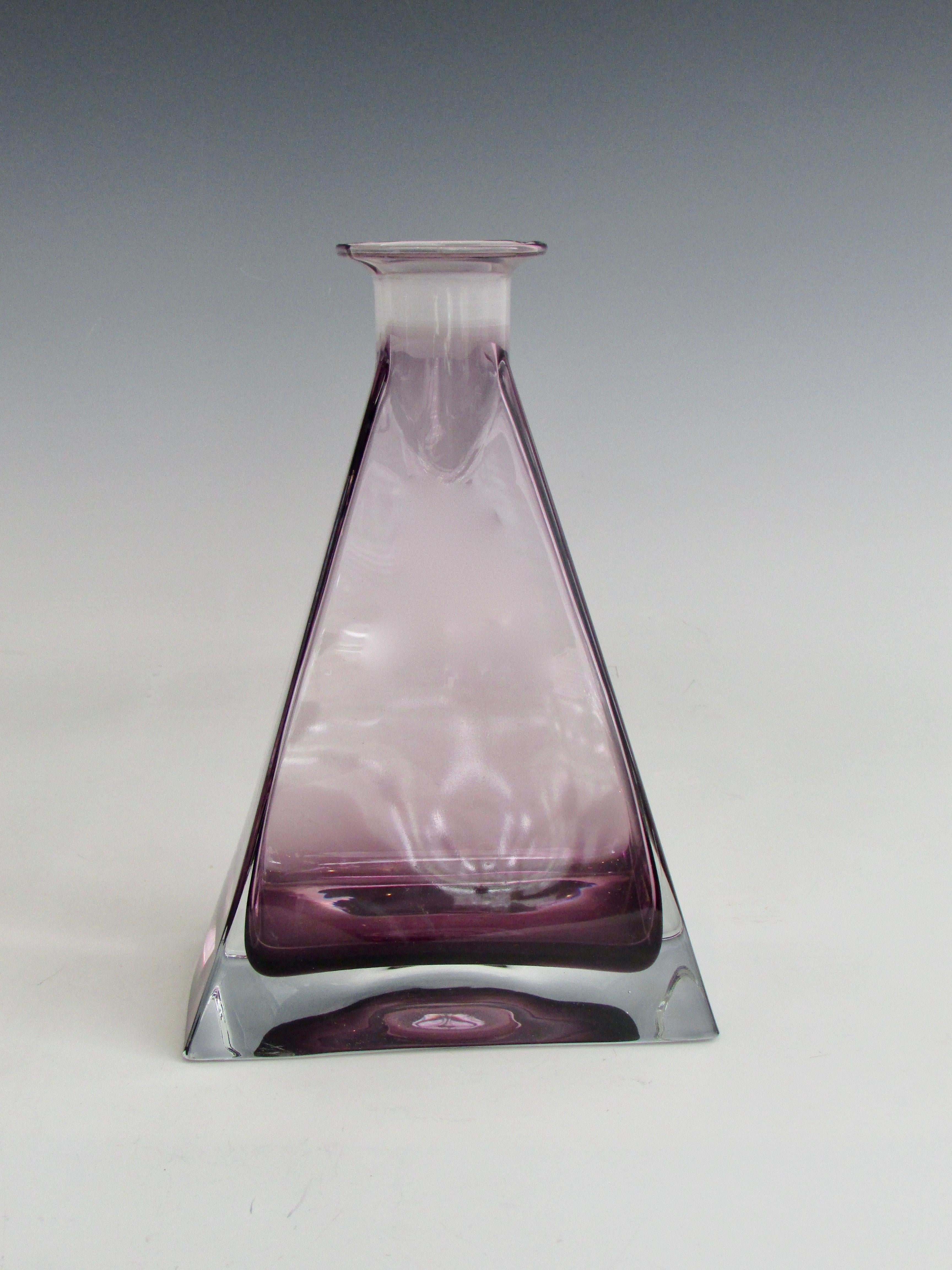 American Geometric Shaped Amethyst Glass Decanter with Ball Stopper