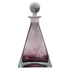 Geometric Shaped Amethyst Glass Decanter with Ball Stopper