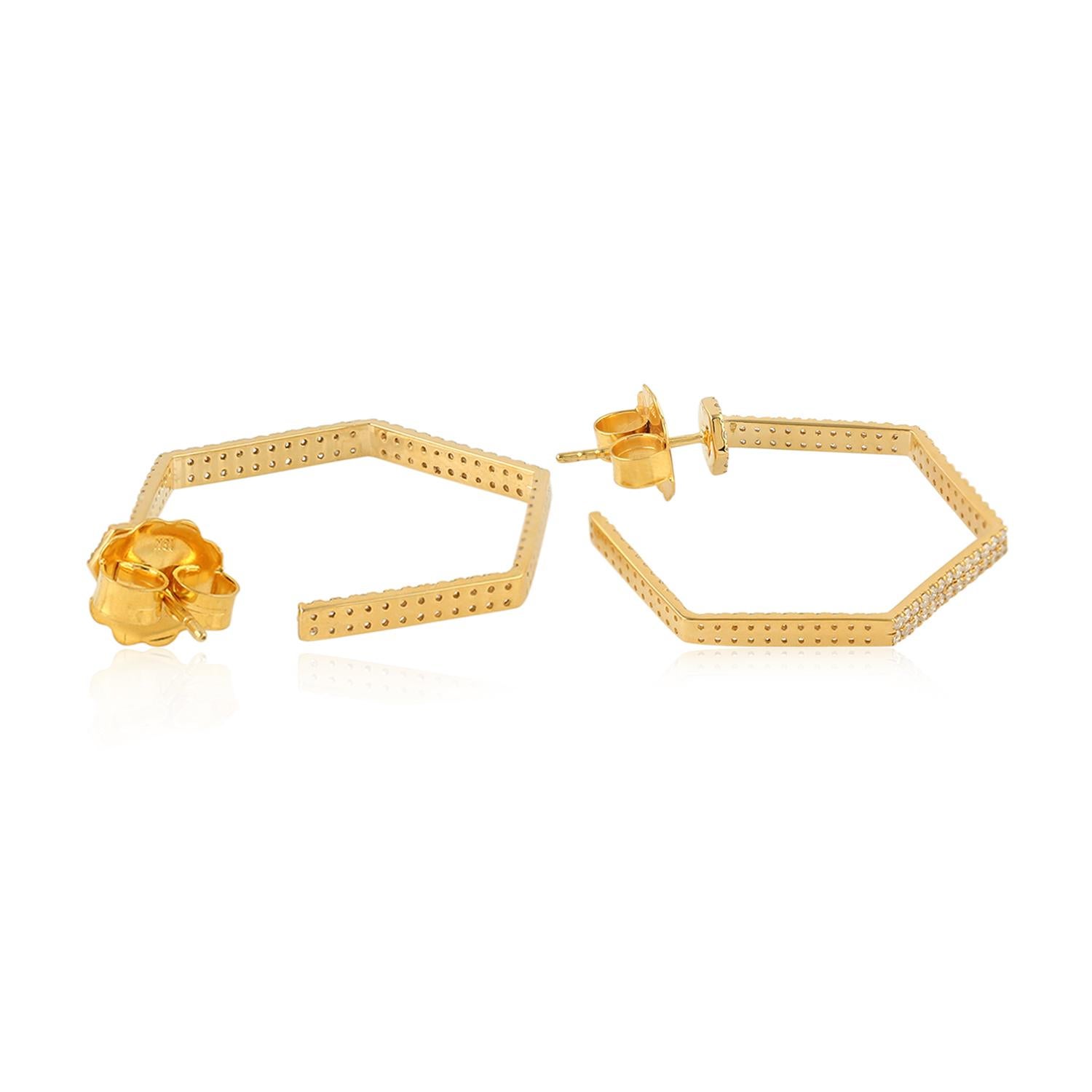 Geometrische Ohrhänger in Form von Ohrringen mit Diamanten aus 18 Karat Gelbgold (Art déco) im Angebot