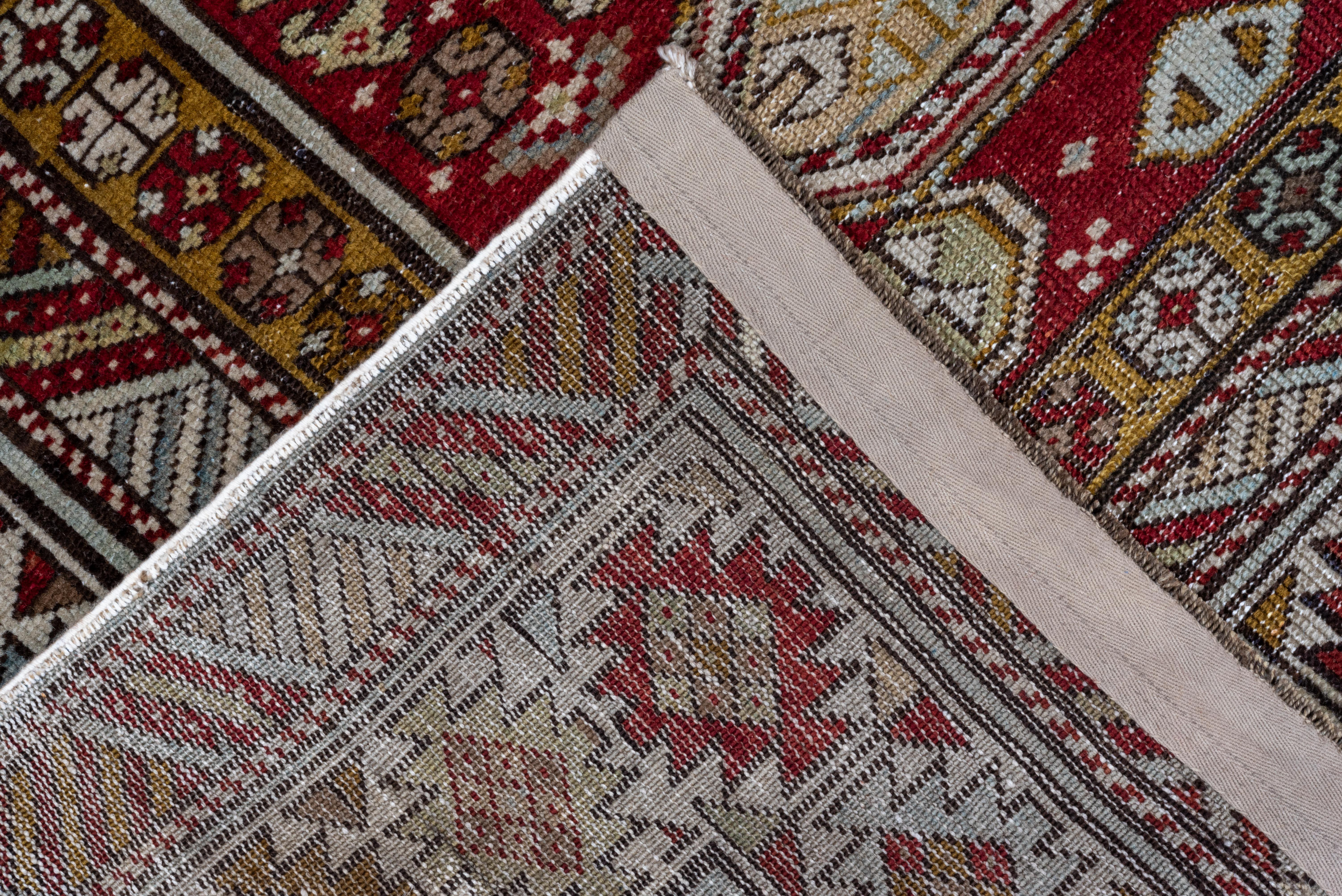 Geometric Shirvan in Ivory, Red and Orange Tones In Good Condition For Sale In New York, NY