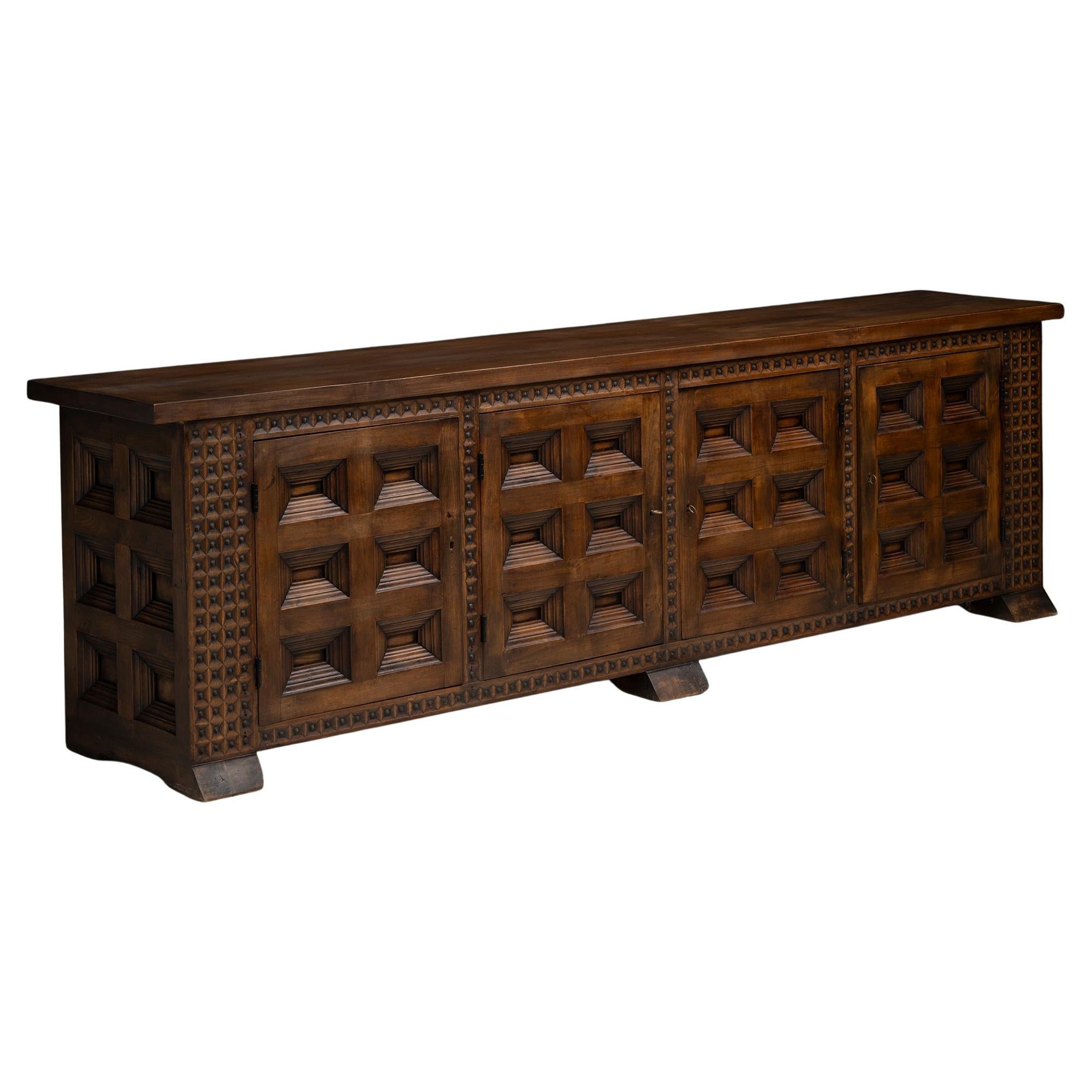 Geometric Sideboard, Spain circa 1950 For Sale