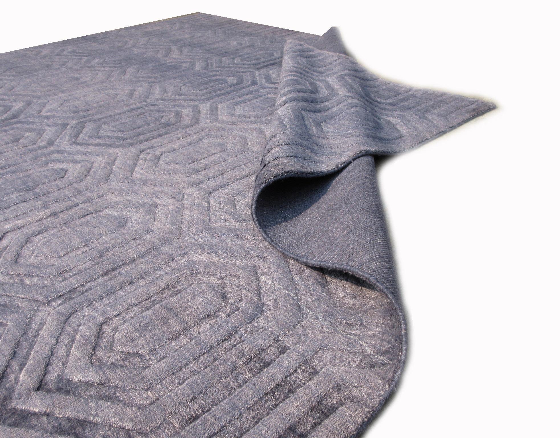 Contemporary Geometric Silk Modern Rug For Sale
