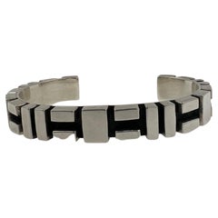 Pulsera brazalete geométrica, sencilla, moderna y ancha de plata de ley 925