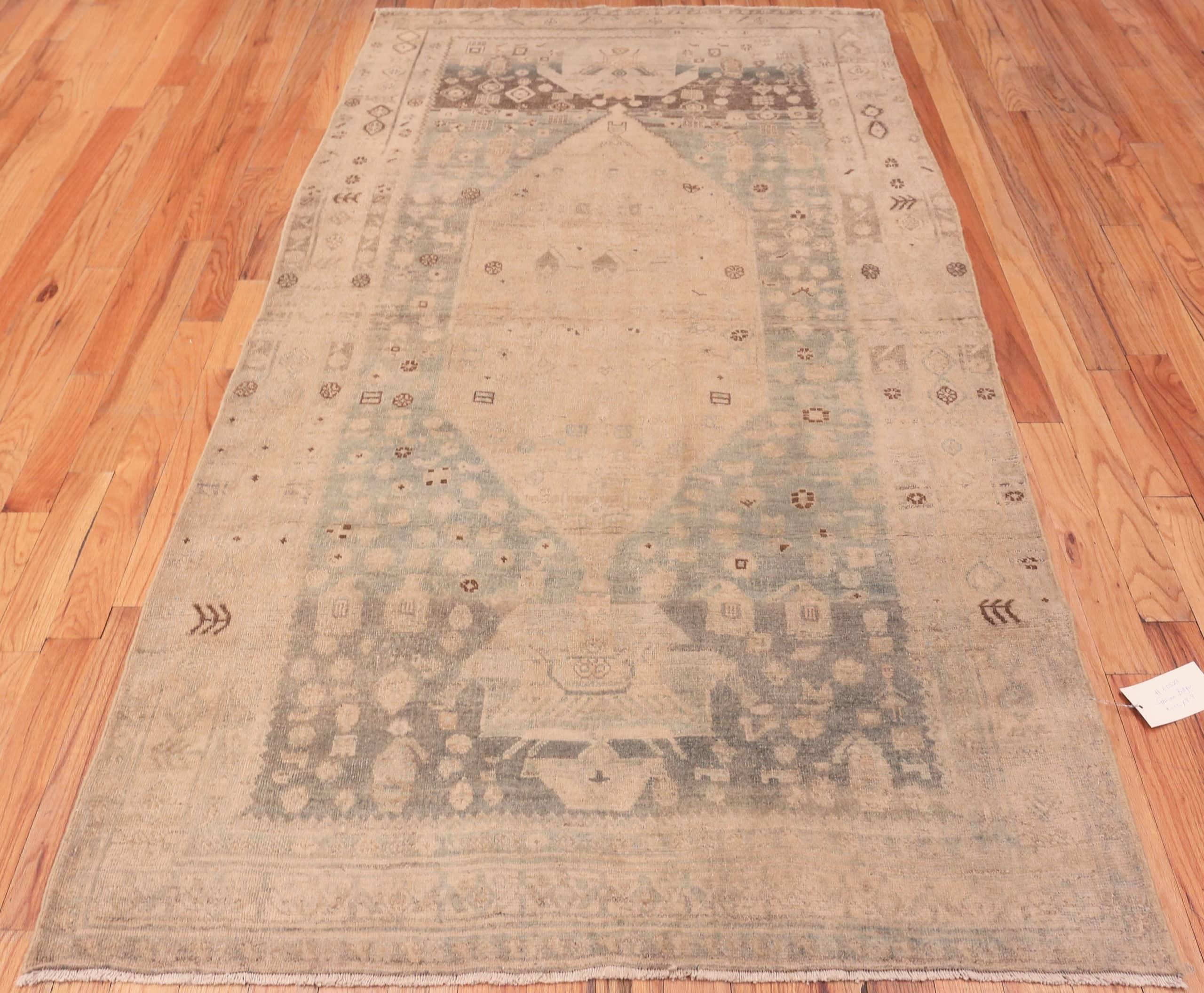 Gorgeous Geometric Small Antique Persian Bidjar Rug, Country of Origin / Rug Type: Antique Persian Rugs, Circa Date: 1920's. Size: 4 ft 10 in x 8 ft 9 in (1.47 m x 2.67 m).