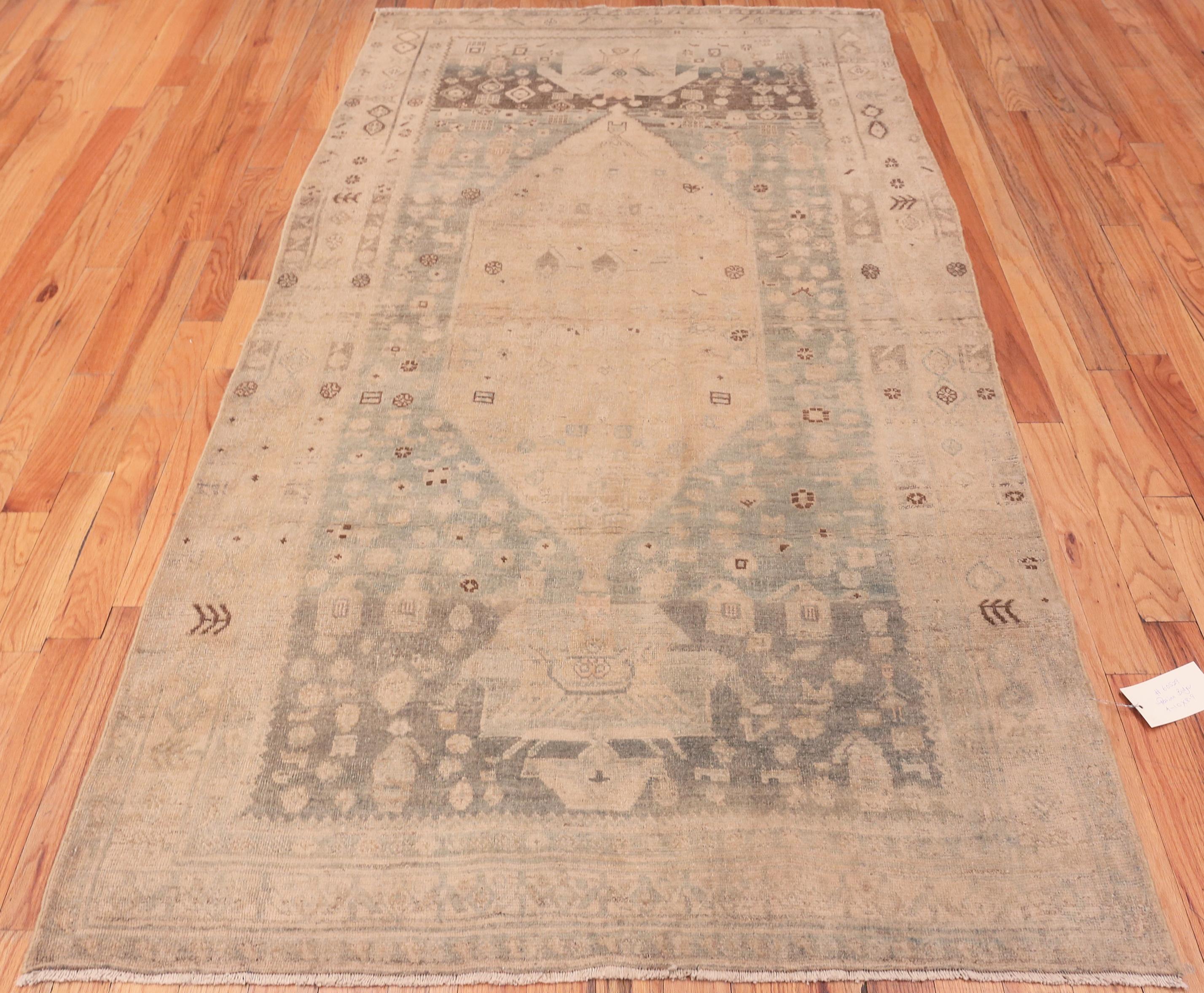 Hand-Knotted Geometric Small Antique Persian Bidjar Rug. 4 ft 10 in x 8 ft 9 in