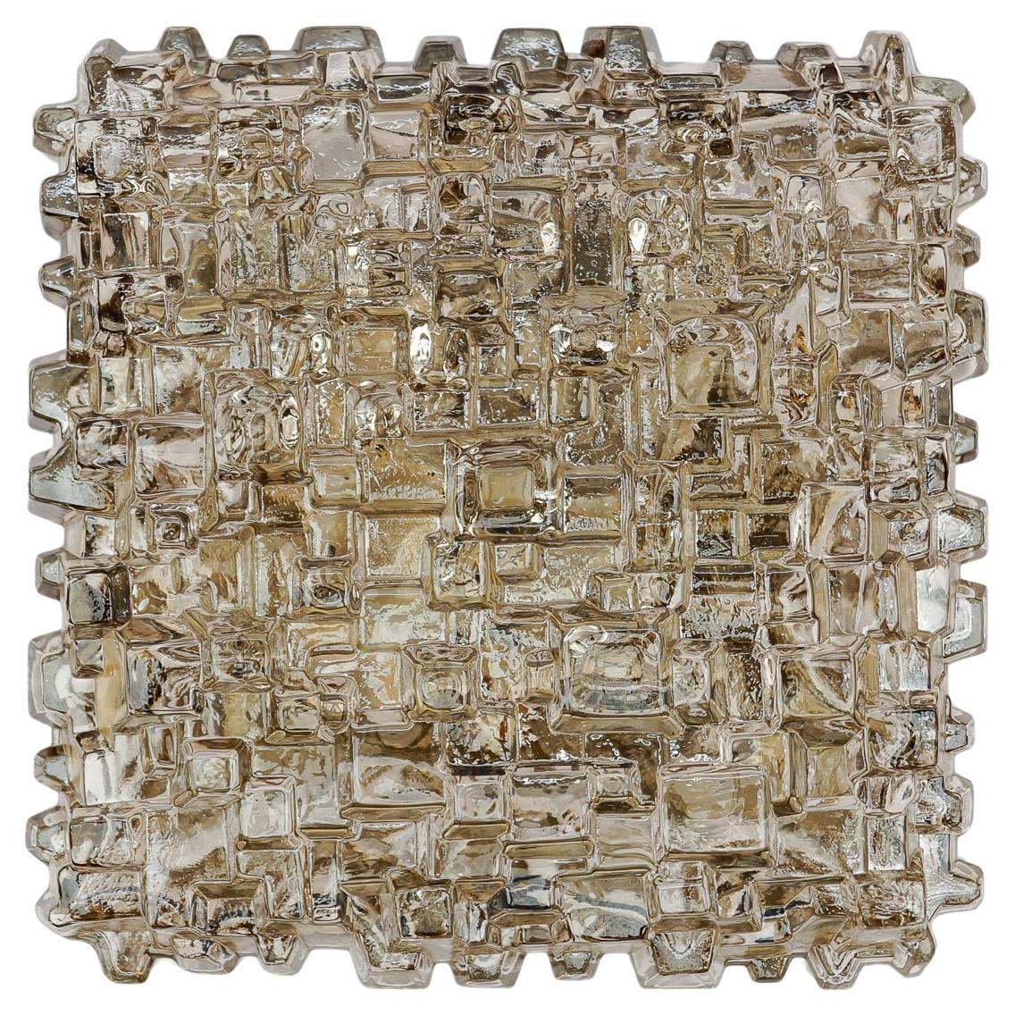 Geometric Smoked Bubble Glass Wall Lamp Flush Mount by Hoffmann Leuchten 1960s
