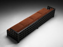 Geometric Sofa with Grid Framework in Black Lacquered Ash