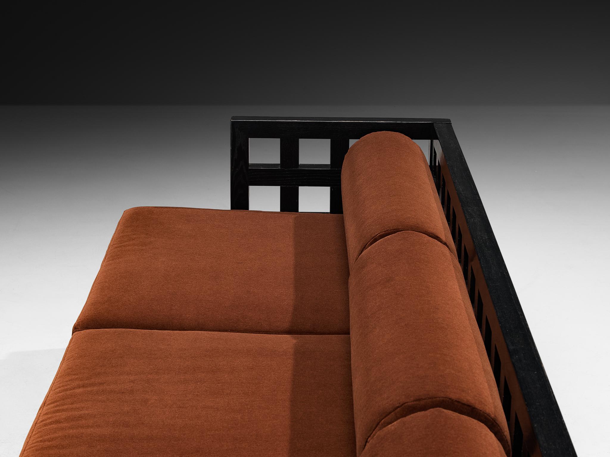Geometric Sofa with Grid Framework in Black Lacquered Ash For Sale 1