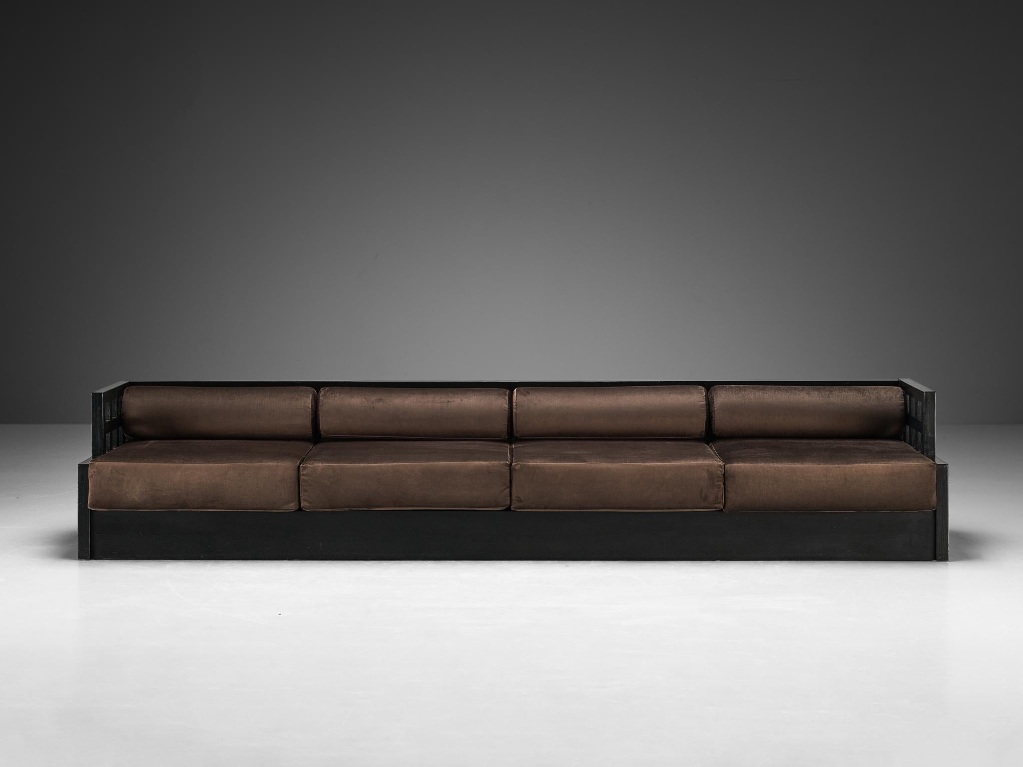 Geometric Sofa with Grid Framework in Black Lacquered Ash  For Sale 2