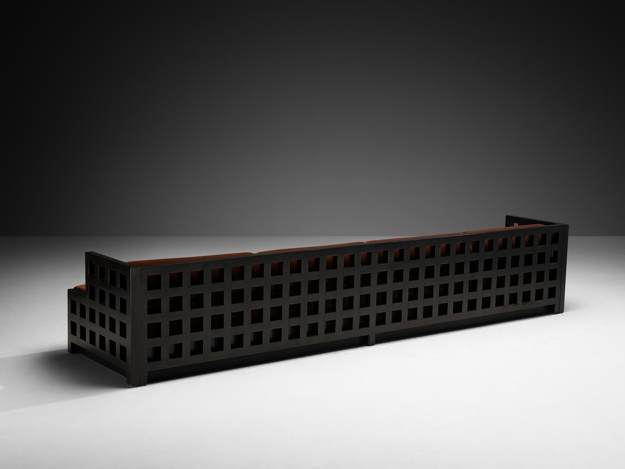 Geometric Sofa with Grid Framework in Black Lacquered Ash For Sale 2