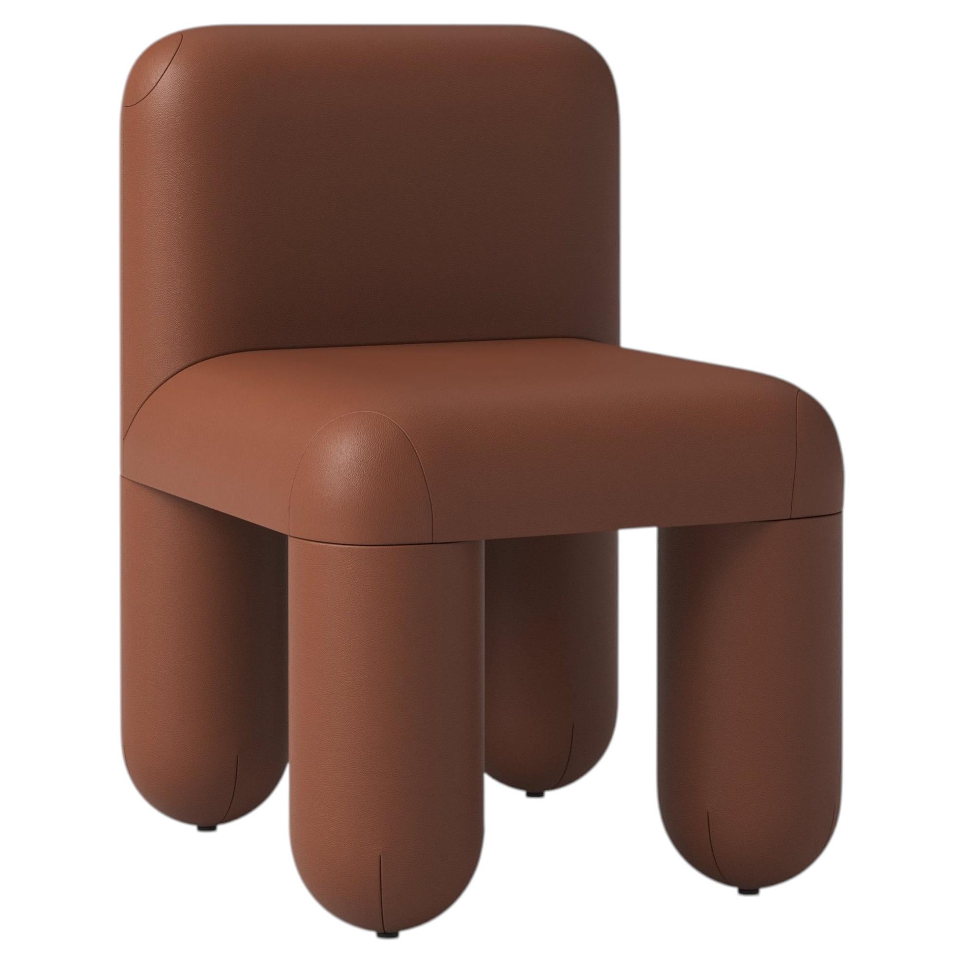 Geometric Soft Dining Chair in Cognac Eco Leather – Hello by NOOM