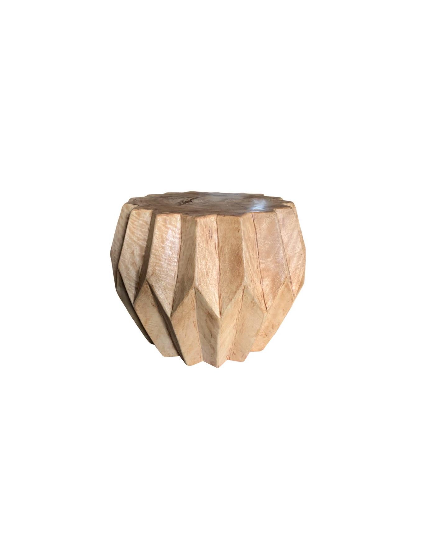 Organic Modern Geometric Solid Mango Wood Table For Sale