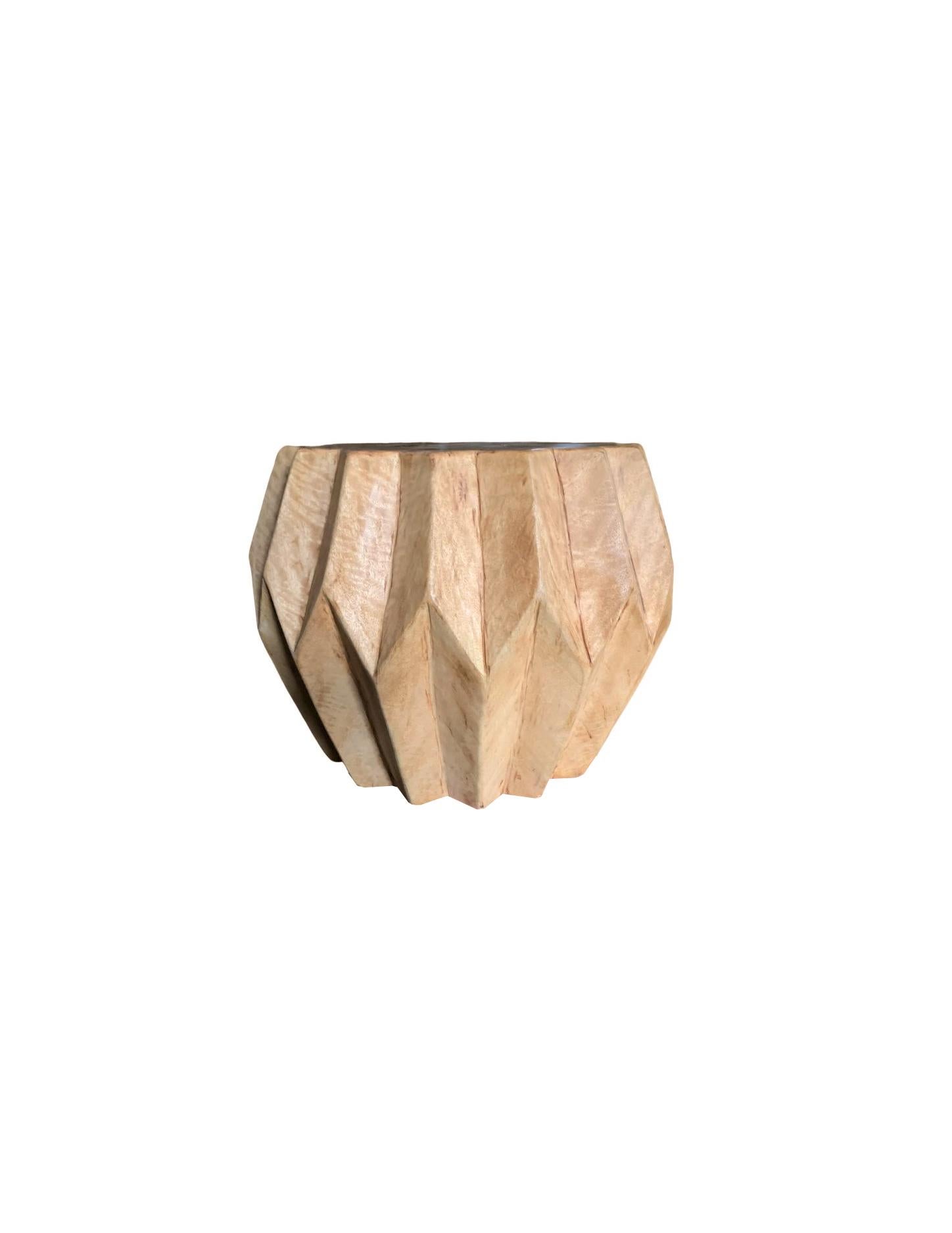 Indonesian Geometric Solid Mango Wood Table For Sale